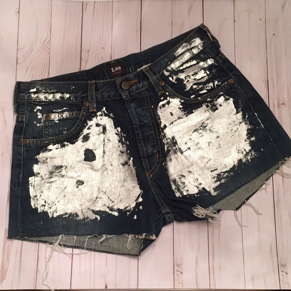 Lee Colab with Rag Union Urban Outfitter Denim Foil Button Fly Shorts 32